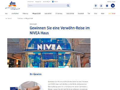 Gewinnspiel: Nivea-Reise und Produkte