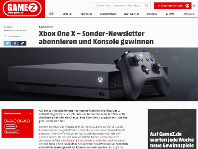 Gewinnspiel: Xbox One X gewinnen