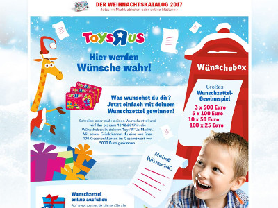 Gewinnspiel: Toys'r'us Wunschzettel Gewinnspiel