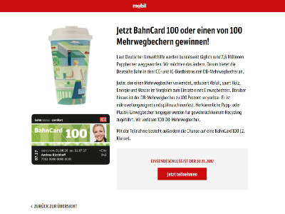 Gewinnspiel: Bahncard 100 gewinnen