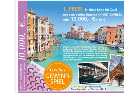 Gewinnspiel: 10.000 Euro bar oder Erlebnis-Reise Gewinnspiel