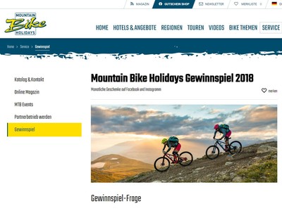 Gewinnspiel: Mountain Bike Holidays Gutschein gewinnnen