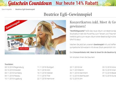 Gewinnspiel: Beatrice Egli Gewinnspiel