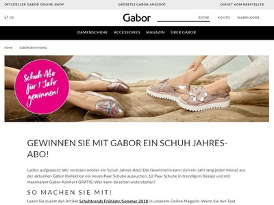 Gewinnspiel: Gabor Schuh Jahres-Abo gewinnen