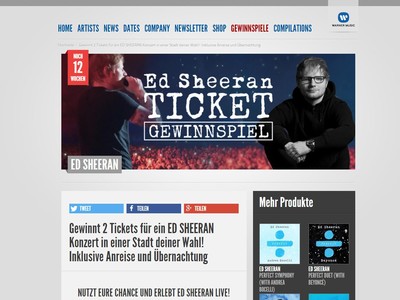 Gewinnspiel: Ed Sheeran Konzert Gewinnspiel