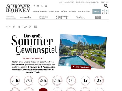 Gewinnspiel: Schöner Wohnen Sommergewinnspiel