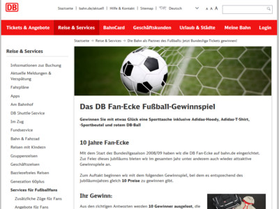 Gewinnspiel: DB Fan-Ecke Fußball-Gewinnspiel