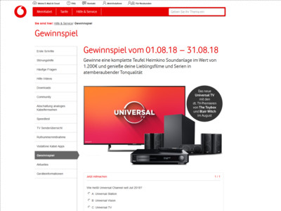 Gewinnspiel: Vodafone Gewinnspiel