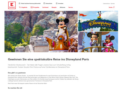 Gewinnspiel: Disneyland Reise Gewinnspiel