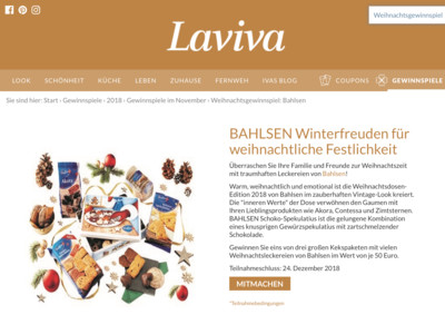 Gewinnspiel: Bahlsen Gewinnspiel