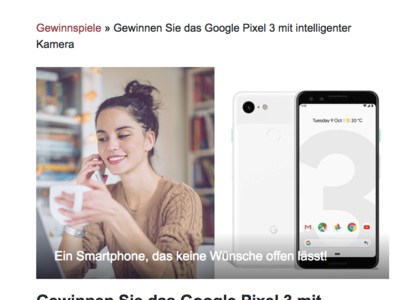 Gewinnspiel: Google Pixel 3 Gewinnspiel