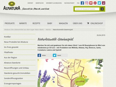 Gewinnspiel: Naturkosmetik-Gewinnspiel