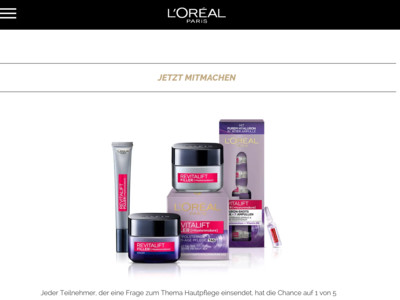 Gewinnspiel: Loreal Gewinnspiel: Jahresvorrat Revitalift zu gewinnen