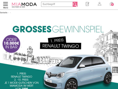 Gewinnspiel: Miamoda Gewinnspiel: Renault Twingo und Gutscheine werden verlost