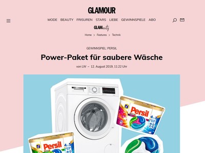 Gewinnspiel: Glamour Gewinnspiel: Bosch-Waschmaschine, Waschmittel und zwei Luftmatratzen zu gewinnen