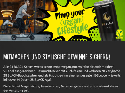 Gewinnspiel: 28 Black Gewinnspiel: E-Roller und mehr zu gewinnen