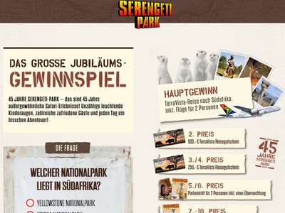 Gewinnspiel: Serengeti-Park Gewinnspiel: Südafrika Reise und mehr zu gewinnen