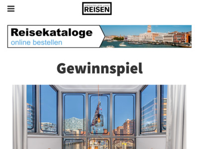 Gewinnspiel: Abenteuer und Reisen Gewinnspiel: Aufenthalt in Hamburg zu gewinnen
