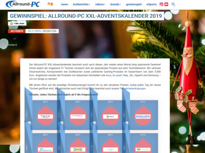 Gewinnspiel: Allround-PC XXL Adventskalender: 31 Türchen voller Spannung