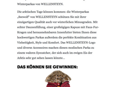 Gewinnspiel: GQ Magazin Gewinnspiel: Wellensteyn Jacke wird verlost