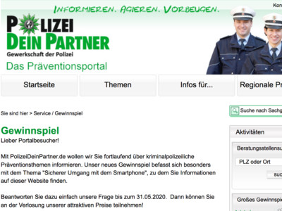 Gewinnspiel: Polizei dein Partner Gewinnspiel: Erlebnisgutschein, Fitnessuhr und mehr zu gewinnen