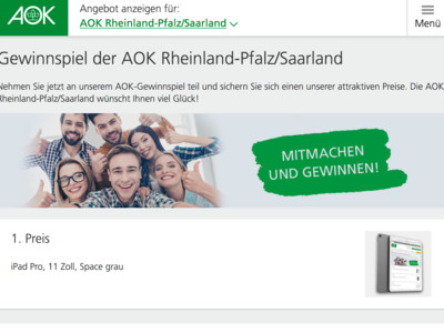 Gewinnspiel: AOK Rheinland Gewinnspiel: iPad Pro, Apple Watch S5 und mehr zu gewinnen