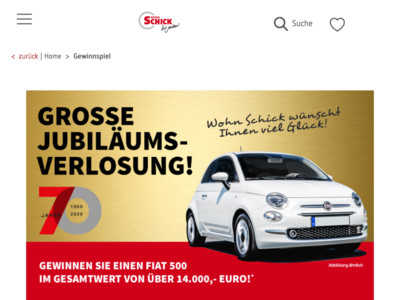 Gewinnspiel: Wohn Schick Gewinnspiel: Fiat 500 zu gewinnen