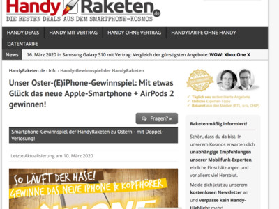 Gewinnspiel: HandyRaketen verlosen zu Ostern ein iPhone SE2