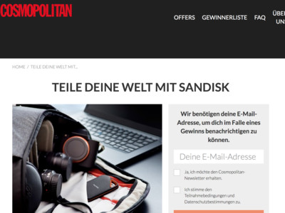 Gewinnspiel: Cosmopolitan Gewinnspiel: SanDisk zu gewinnen