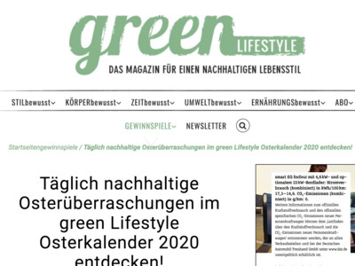 Gewinnspiel: green Lifestyle Gewinnspiel: täglich neue Preise zu gewinnen