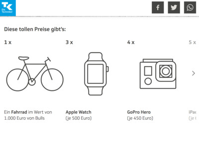 Gewinnspiel: Die Techniker Gewinnspiel: Fahrrad, Apple Watch und mehr zu gewinnen
