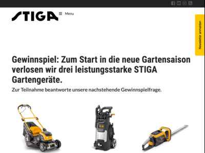 Gewinnspiel: Stiga Gewinnspiel: Gartengeräte werden verlost