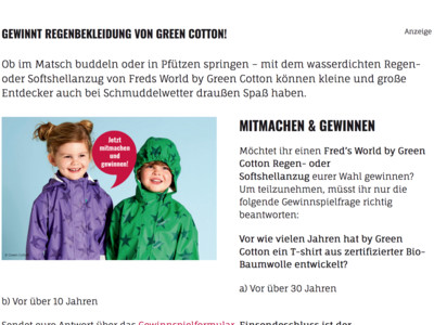 Gewinnspiel: Kribbelbunt Gewinnspiel: Regenbekleidung zu gewinnen