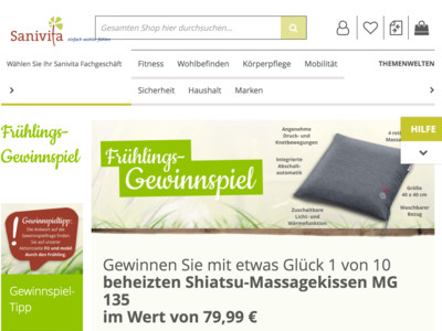 Gewinnspiel: Sanivita Gewinnspiel: zehn Massagekissen zu gewinnen