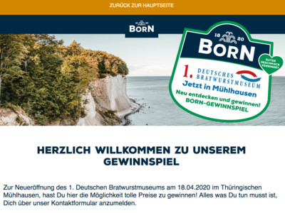 Gewinnspiel: Born Feinkost Gewinnspiel: Reise gewinnen