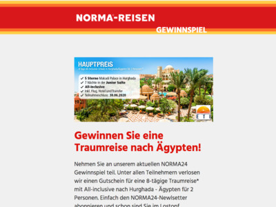 Gewinnspiel: Norma Reisen Gewinnspiel: Ägypten Reise gewinnen