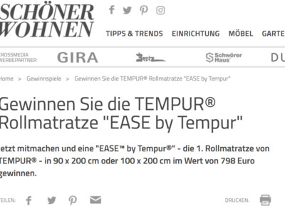 Gewinnspiel: Schöner Wohnen Gewinnspiel: Rollmatratze gewinnen