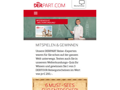 Gewinnspiel: Derpart Gewinnspiel: Reisegutschein gewinnen