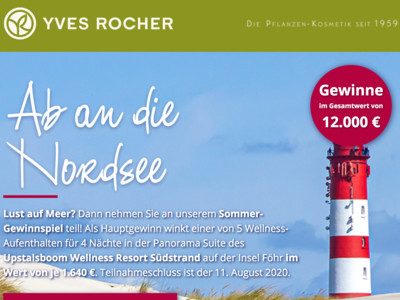 Gewinnspiel: Yves Rocher Gewinnspiel: Wellnessurlaub gewinnen