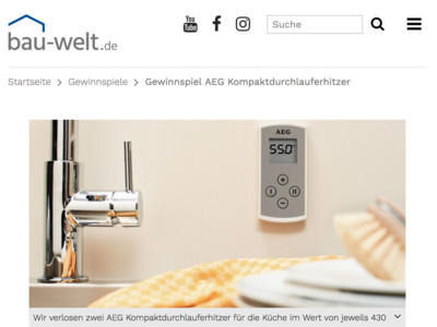 Gewinnspiel: bau-welt.de Gewinnspiel: Durchlauferhitzer gewinnen