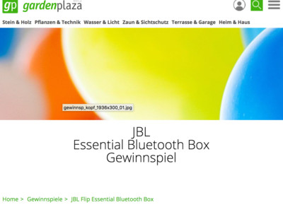 Gewinnspiel: Gardenplaza Gewinnspiel: JBL Box gewinnen