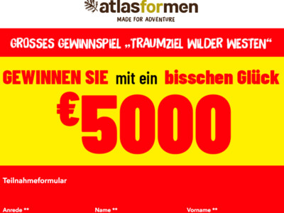 Gewinnspiel: Atlas for Men Gewinnspiel: 5.000 Euro werden verlost