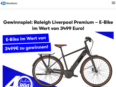 Gewinnspiel: aktiv Radfahren Gewinnspiel: E-Bike gewinnen