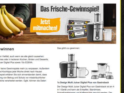 Gewinnspiel: Edeka Gewinnspiel: Entsafter gewinnen