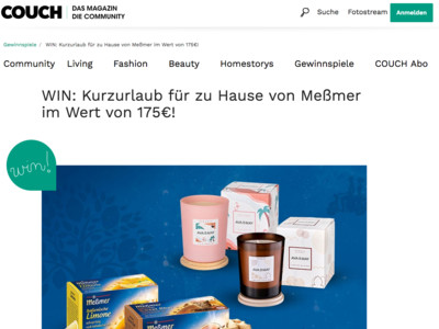 Gewinnspiel: Couch Gewinnspiel: Duftkerzen gewinnen