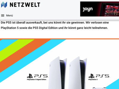 Gewinnspiel: netzwelt Gewinnspiel: PlayStation 5 gewinnen