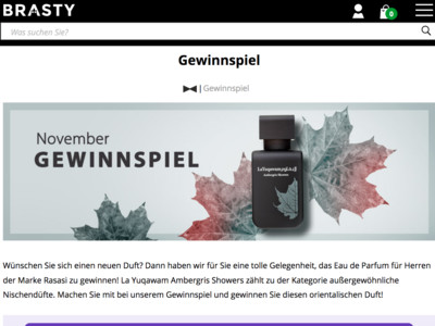 Gewinnspiel: Brasty Gewinnspiel: Eau de Parfum wird verlost