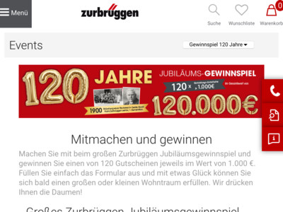 Gewinnspiel: Zurbrüggen Wohn-Zentrum Gewinnspiel: Gutschein gewinnen