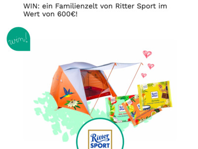Gewinnspiel: Gewinne ein Familienzelt von Ritter Sport im Wert von 600€!
