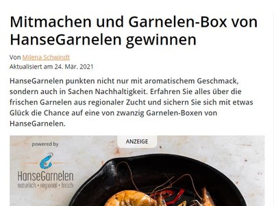 Gewinnspiel: Mitmachen und Garnelen-Box von HanseGarnelen gewinnen!